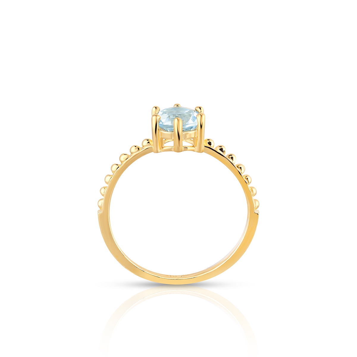 Pierścionek srebrny pozłacany z niebieskim topazem