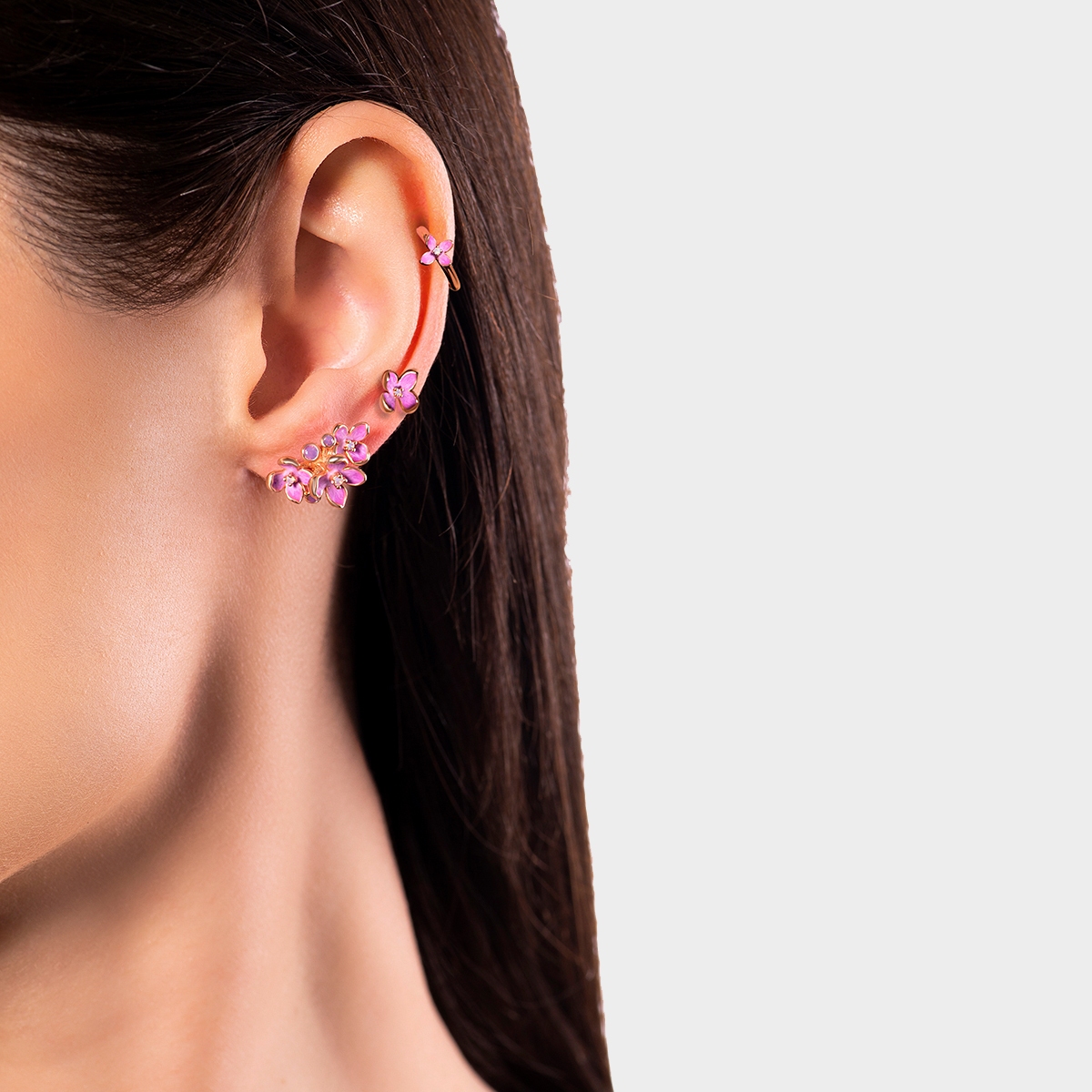 Kolczyki srebrne Kwiaty Nocy Różowy Bez