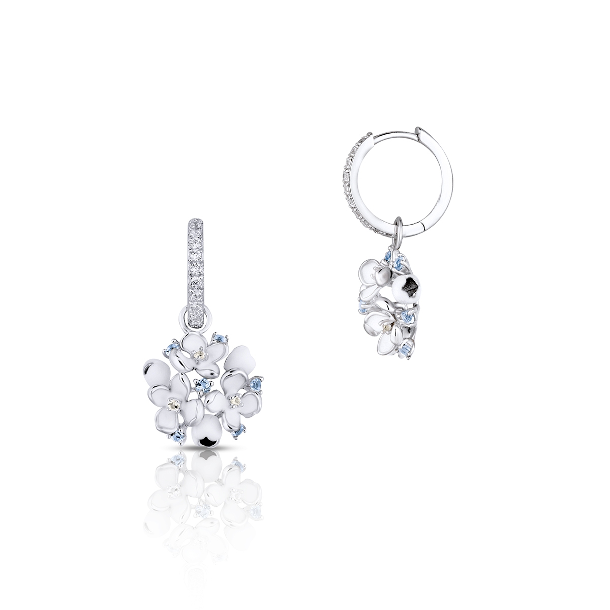 Kolczyki srebrne Kwiaty Nocy Biały Bez