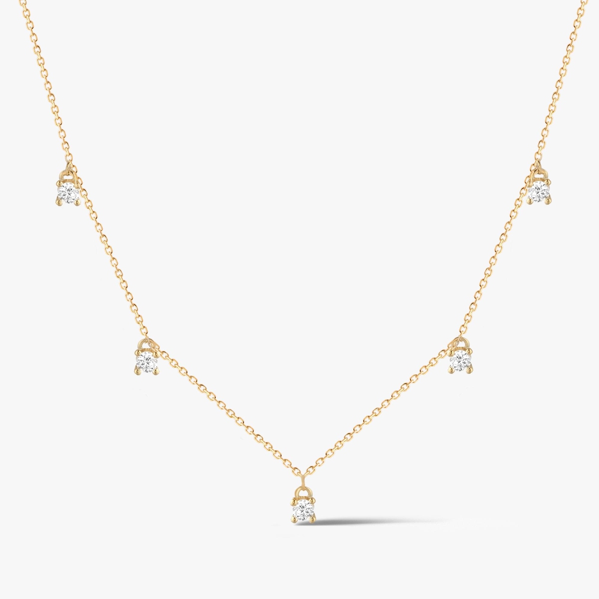 Naszyjnik  złoty z wiszącymi cyrkoniami