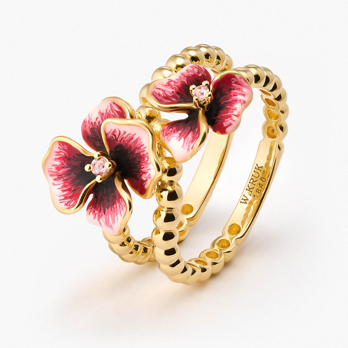 Pierścionek srebrny Kwiaty Nocy Bratki