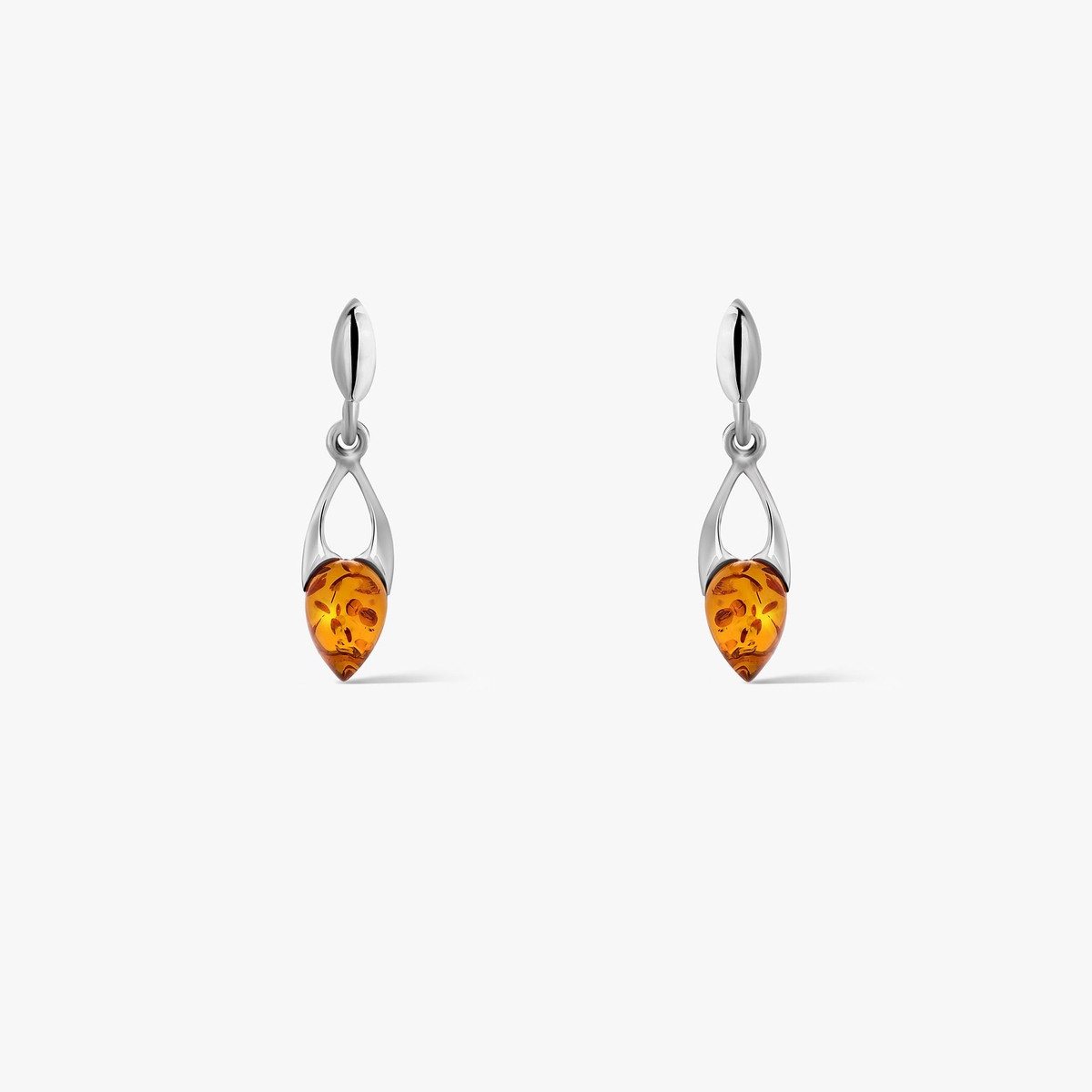 Kolczyki srebrne z bursztynem