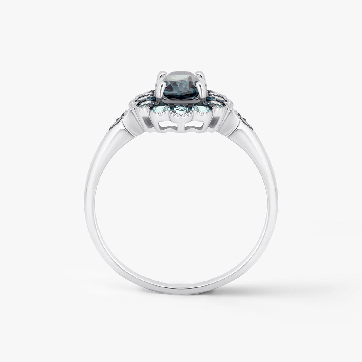 Pierścionek białe złoto z topazami