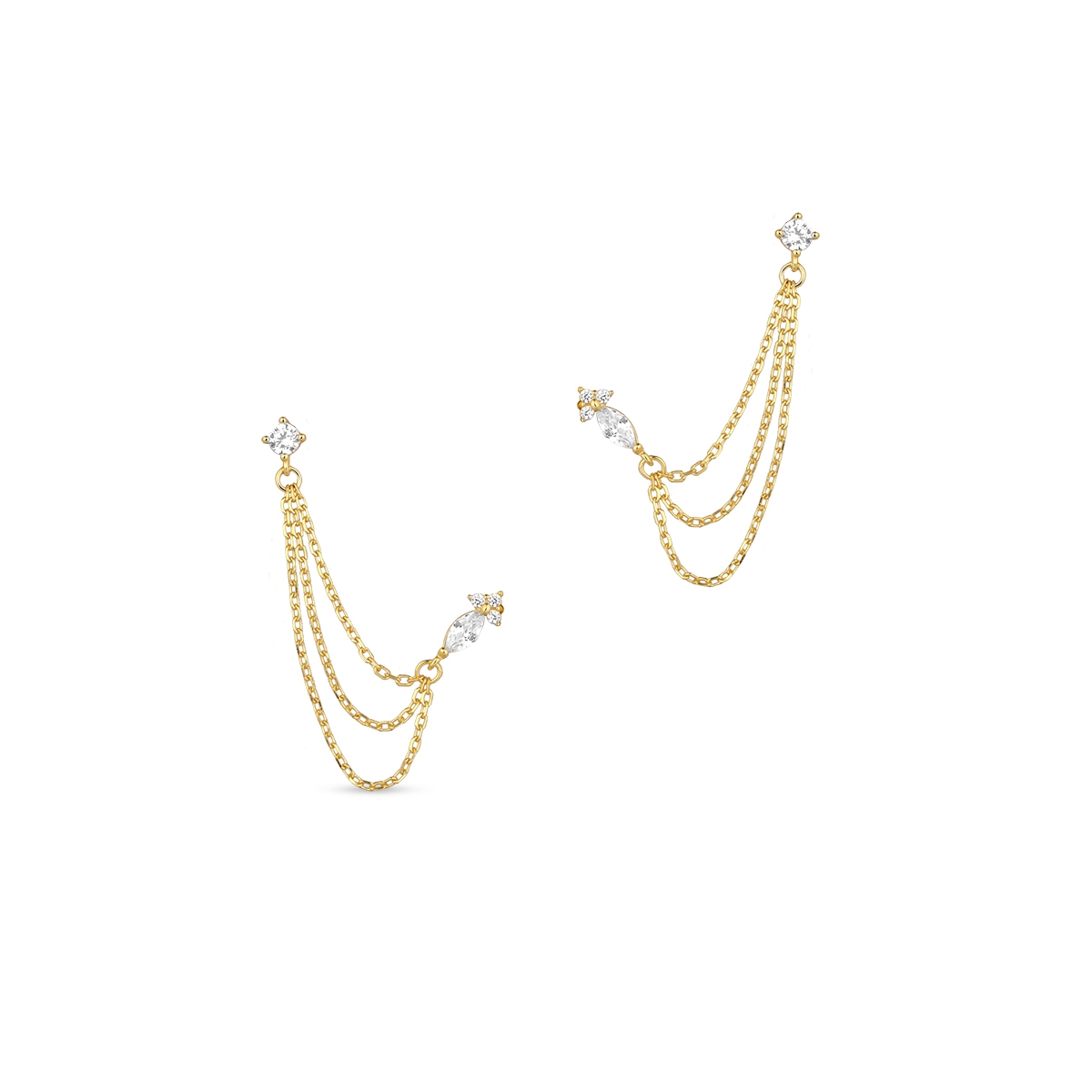 Kolczyki srebrne pozłacane z cyrkoniami