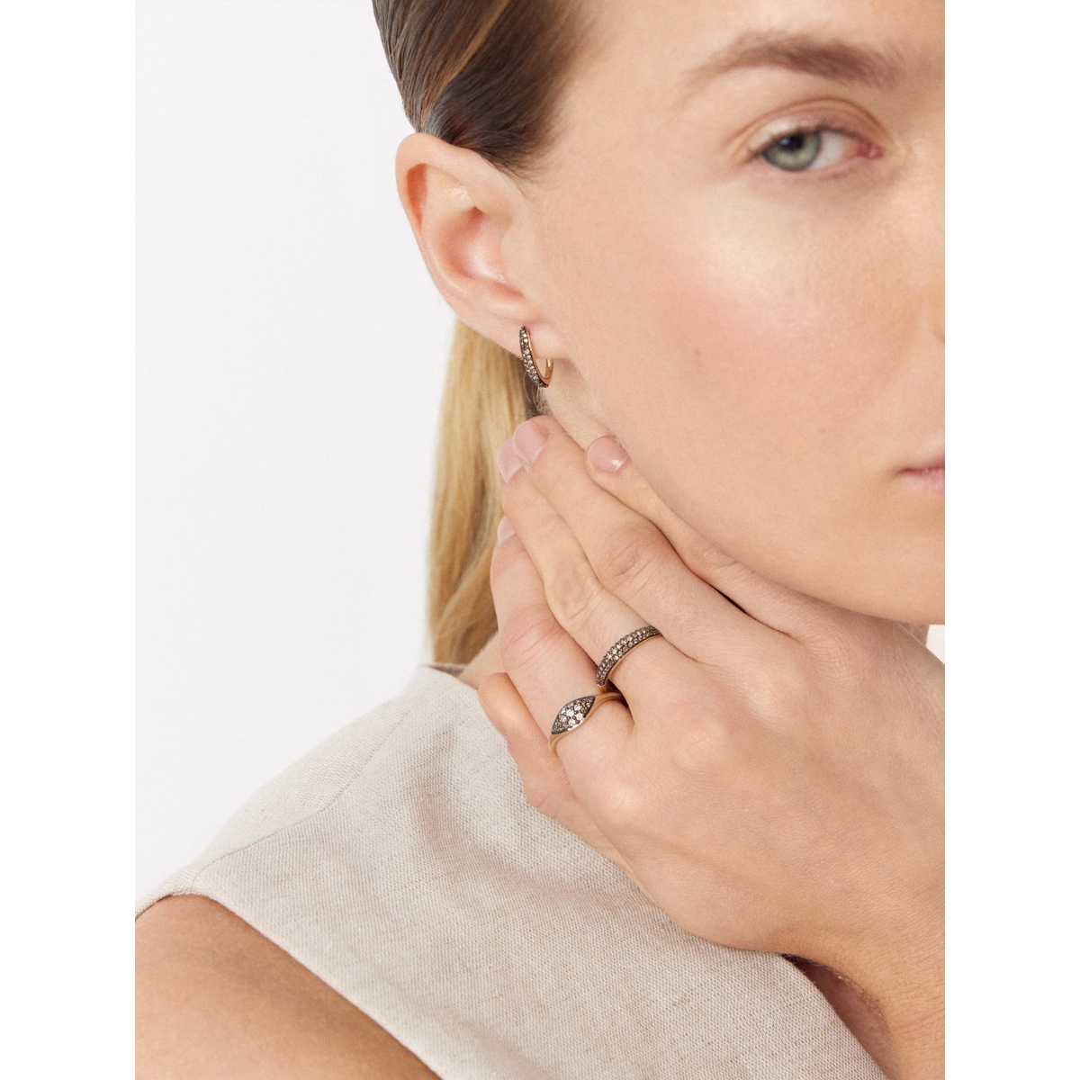 Kolczyki złote z brązowymi diamentami Karmelowa