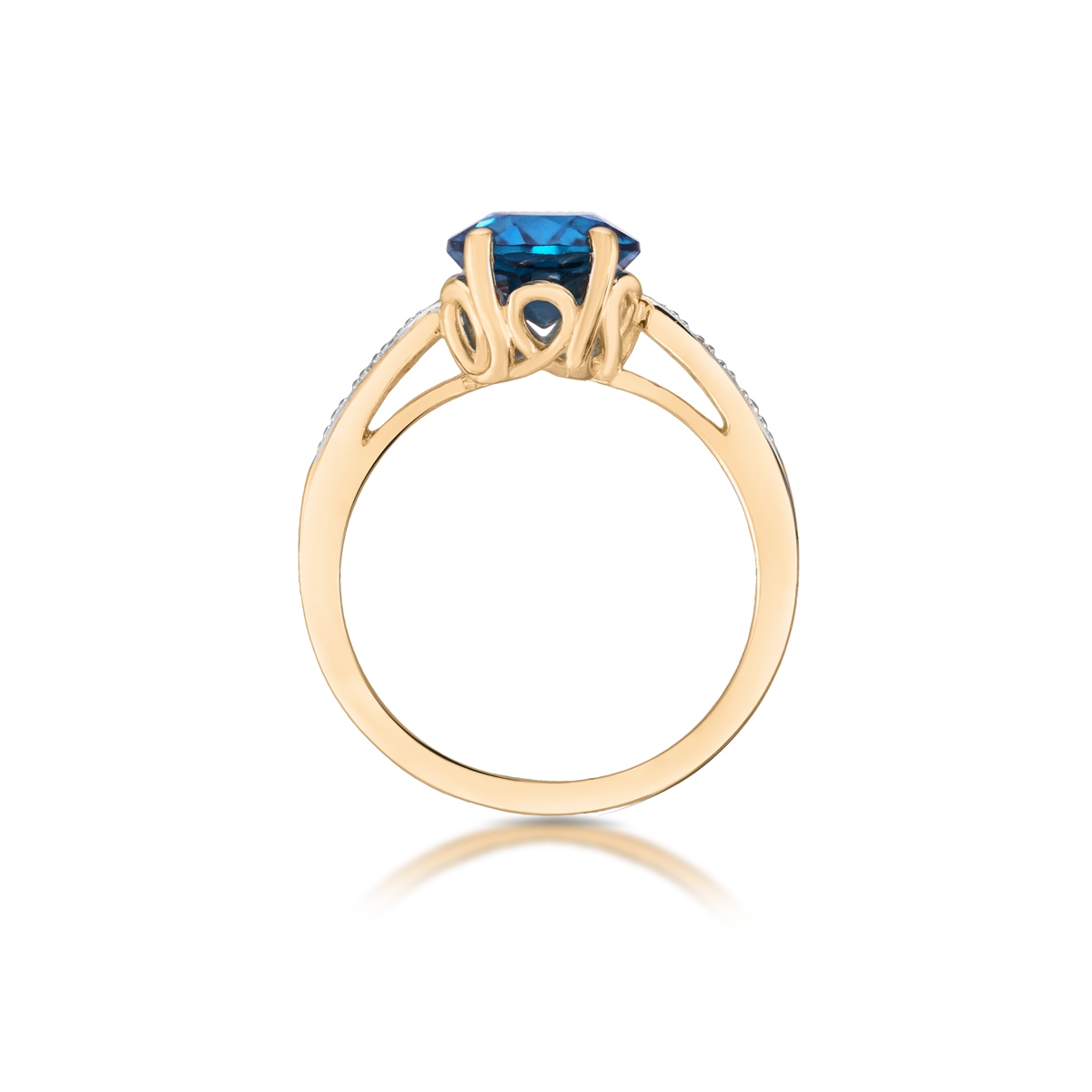 Pierścionek złoty z topazem i diamentami