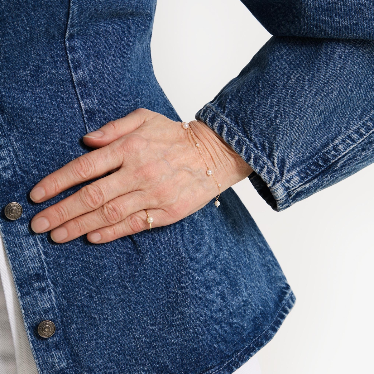 Bransoleta złota z perłami