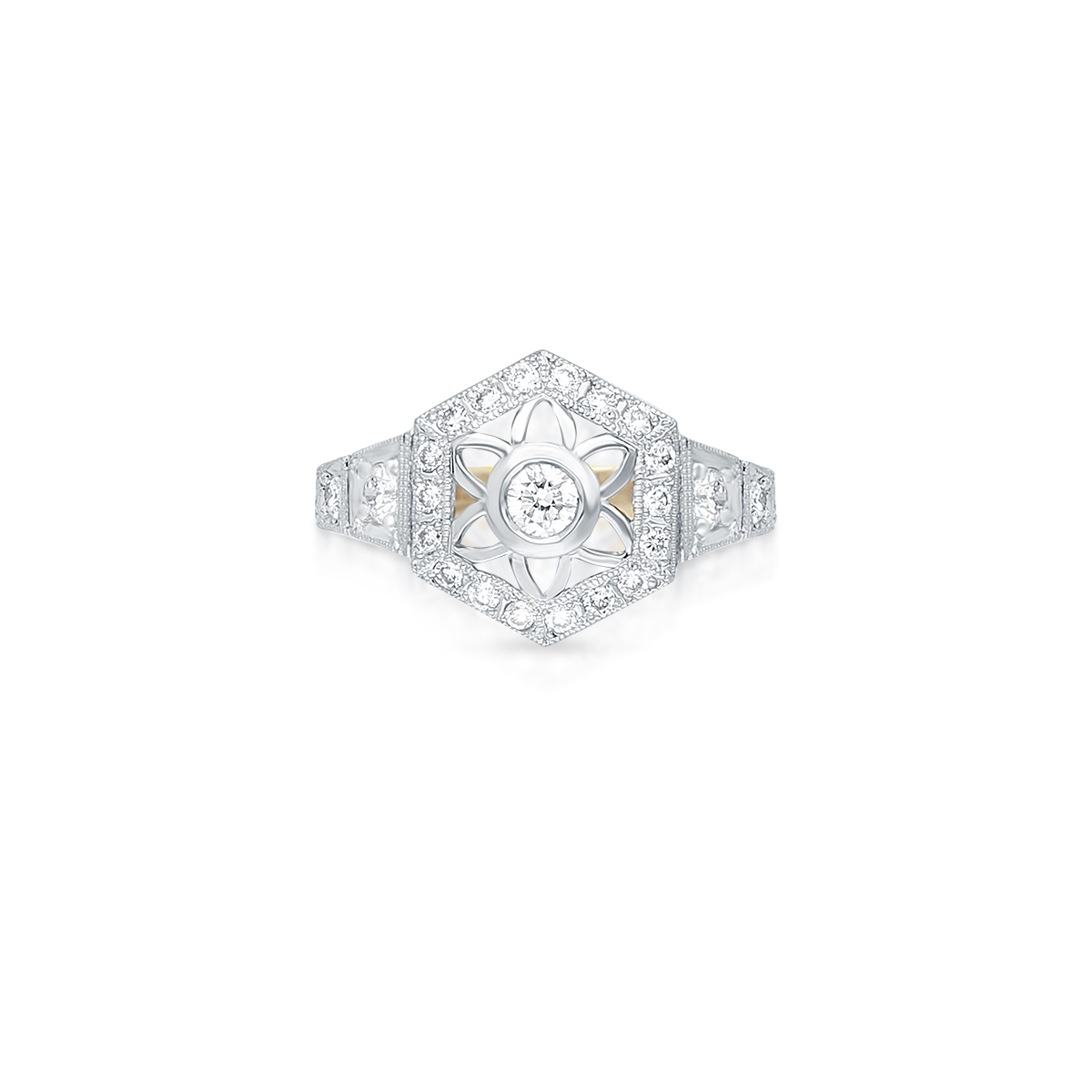 Pierścionek złoty z brylantami