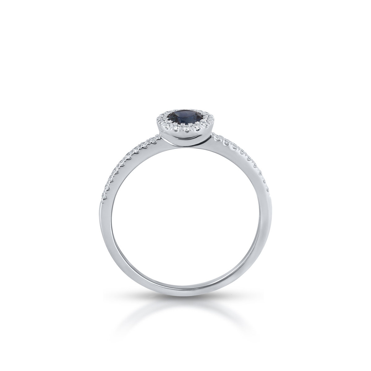 Pierścionek białe złoto z diamentami i szafirem