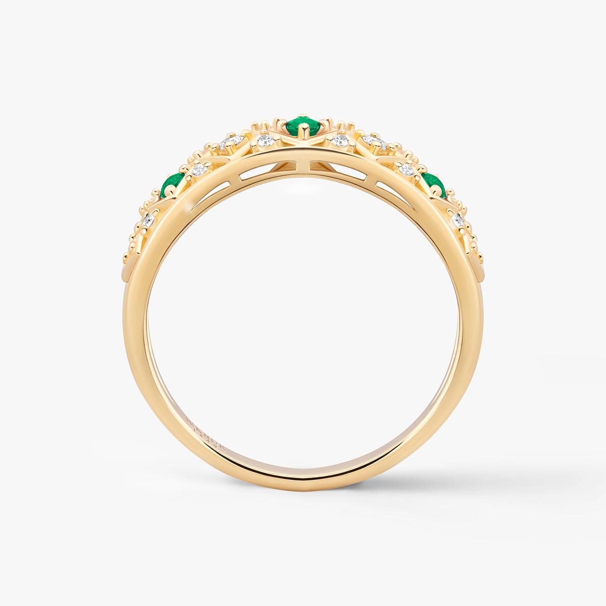 Pierścionek złoty ze szmaragdami TRIO