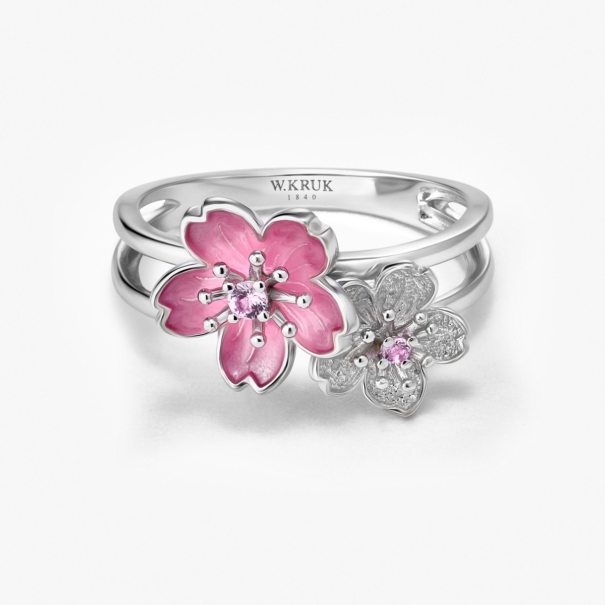 Pierścionek srebrny Kwiaty Nocy Wiśnia