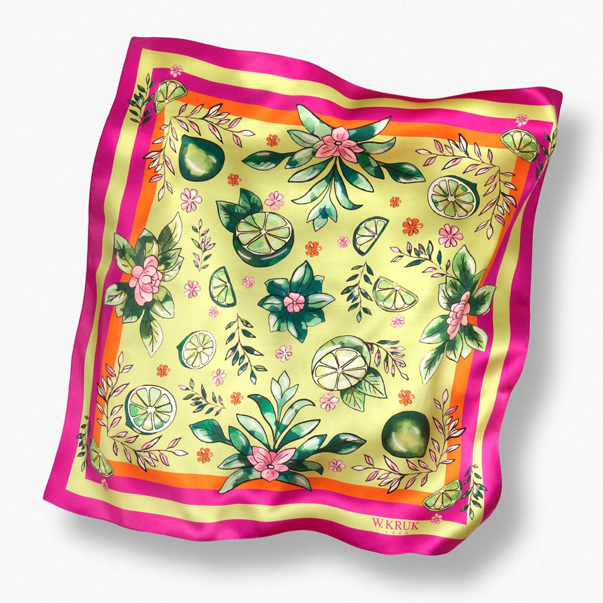 Chusta jedwabna Kwiaty Nocy Limonki