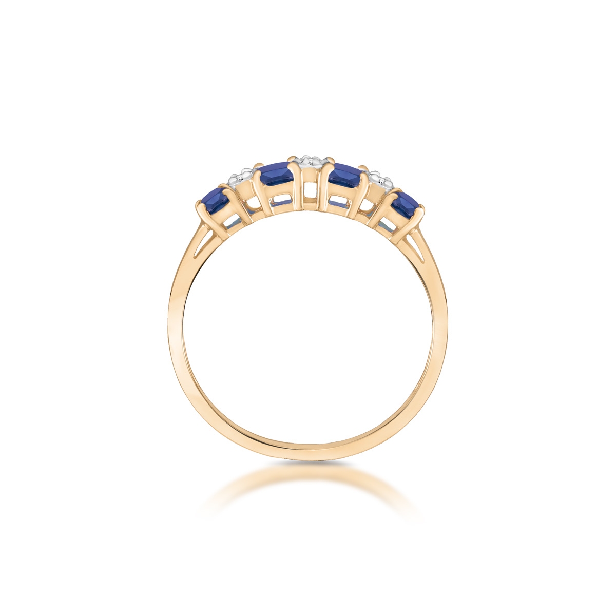 Pierścionek złoty z diamentami i szafirami