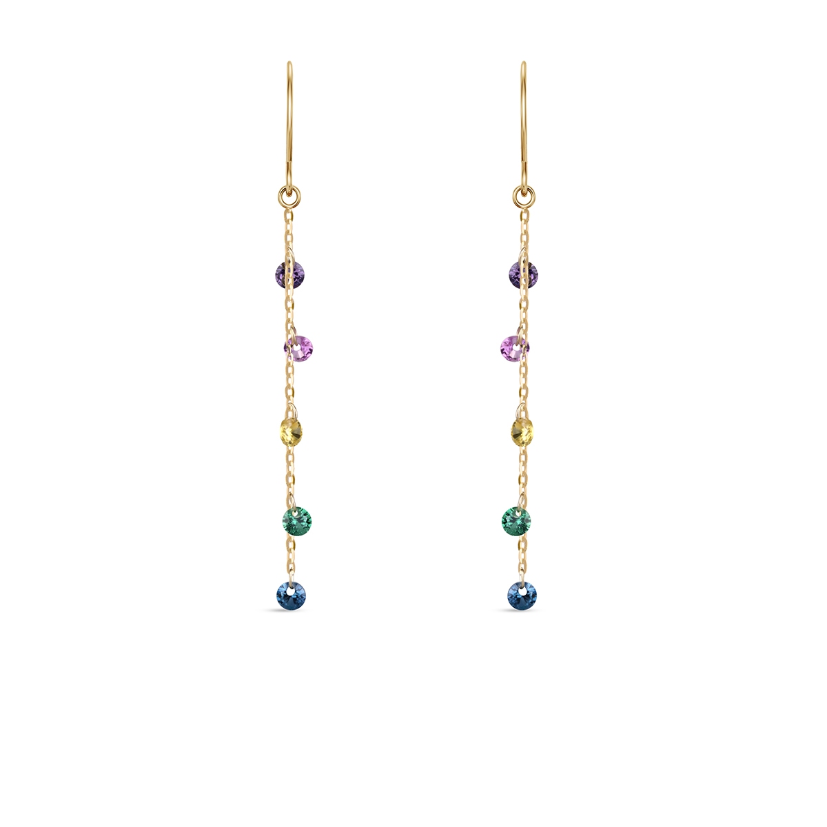 Kolczyki złote z kolorowymi cyrkoniami