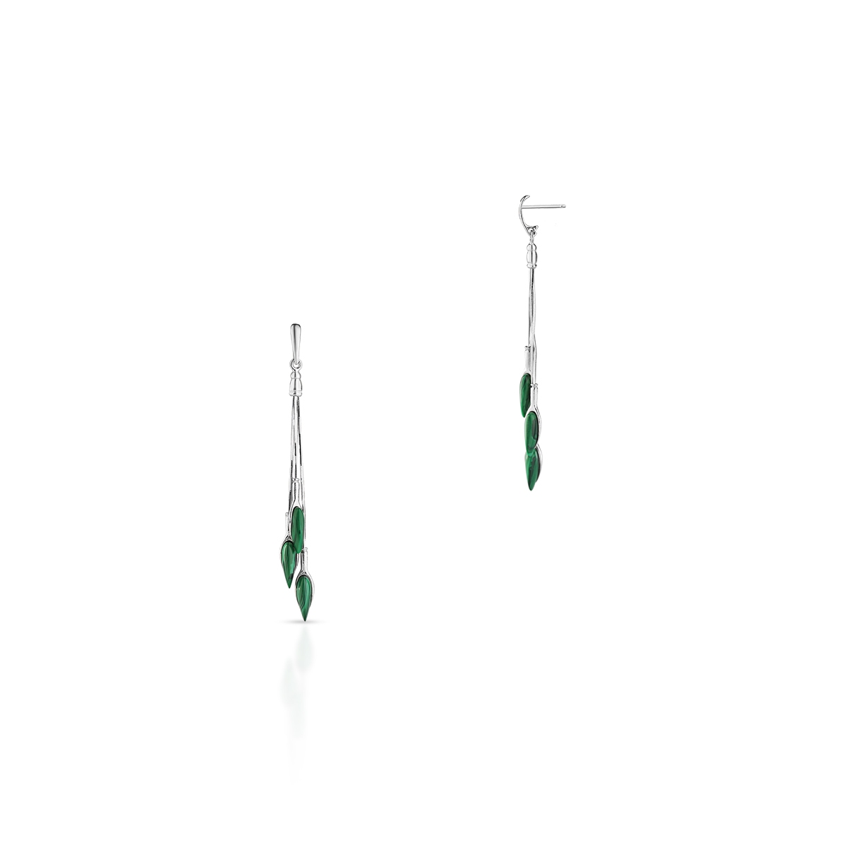 Kolczyki srebrne z malachitem