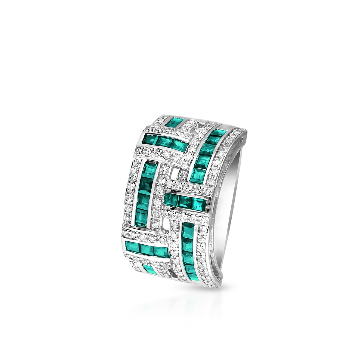 Pierścionek białe złoto z kamieniami szlachetnymi