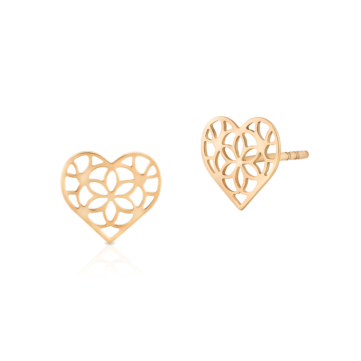 Kolczyki srebrne pozłacane ażurowe serca