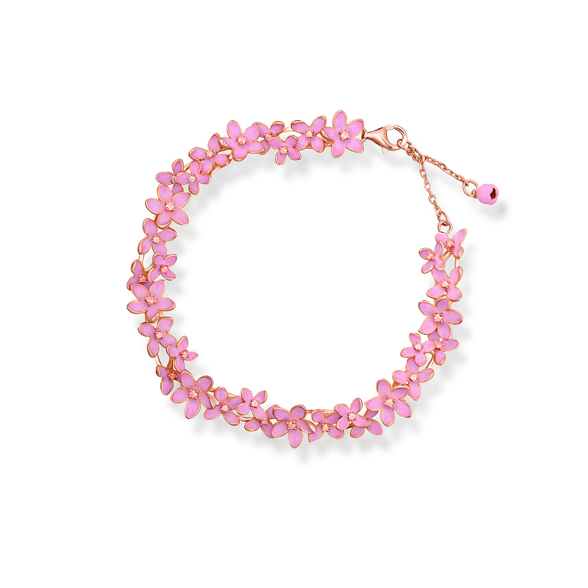 Bransoletka srebrna Kwiaty Nocy Różowy Bez