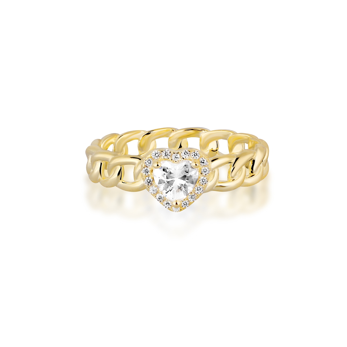 Pierścionek srebrny pozłacany z sercem