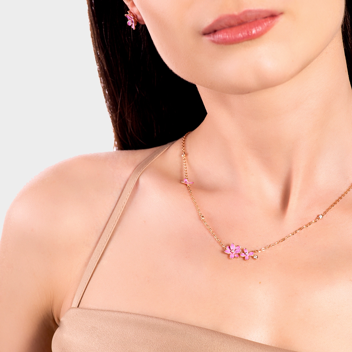 Naszyjnik srebrny Kwiaty Nocy Różowy Bez