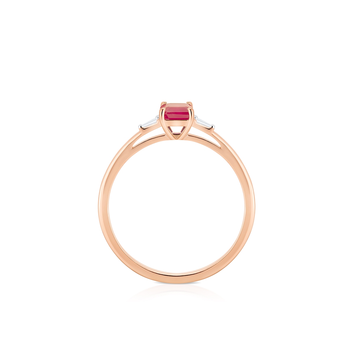 Pierścionek złoty bicolor z rubinem i diamentami