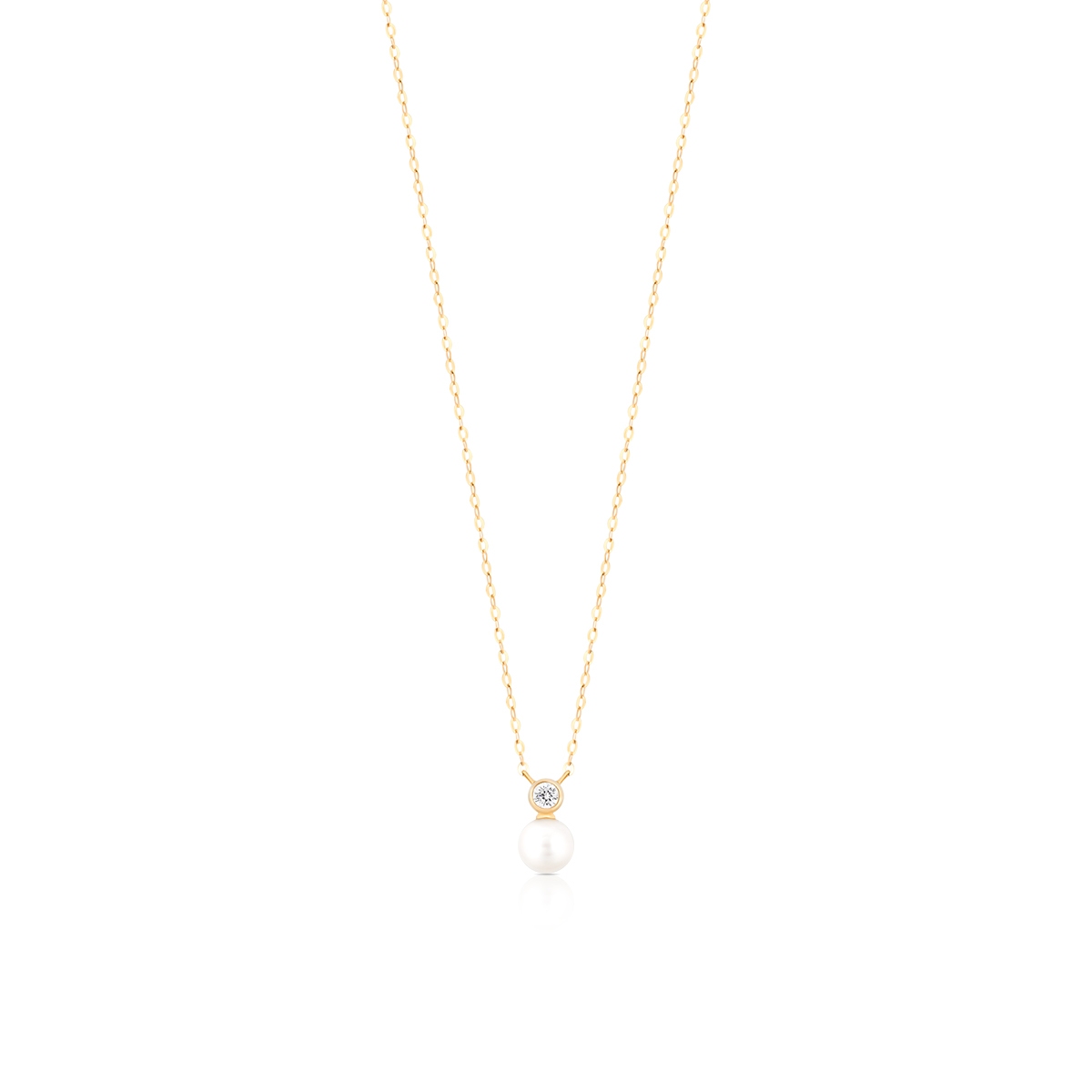 Naszyjnik złoty z perłą i cyrkonią