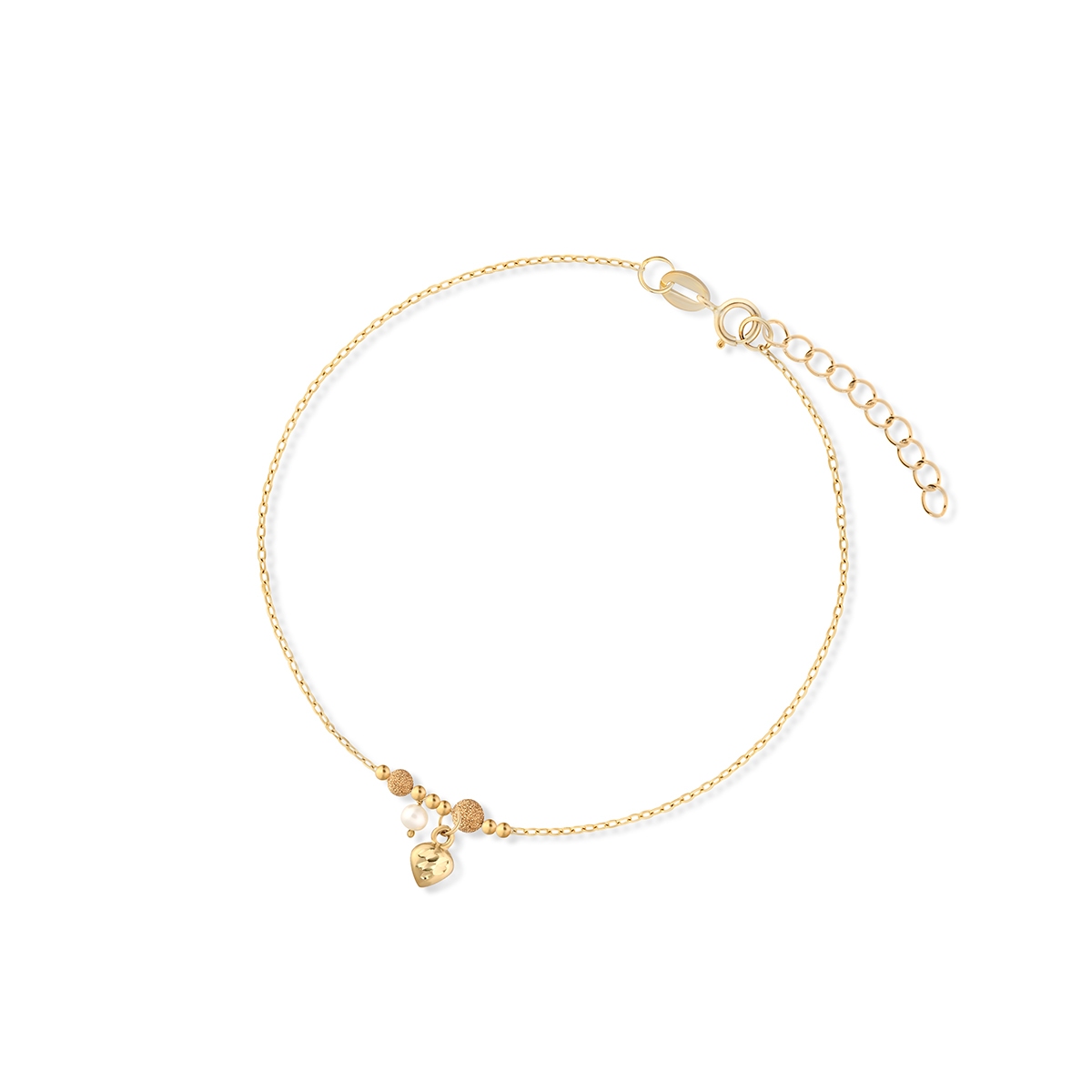 Bransoleta złota z perłą i sercem