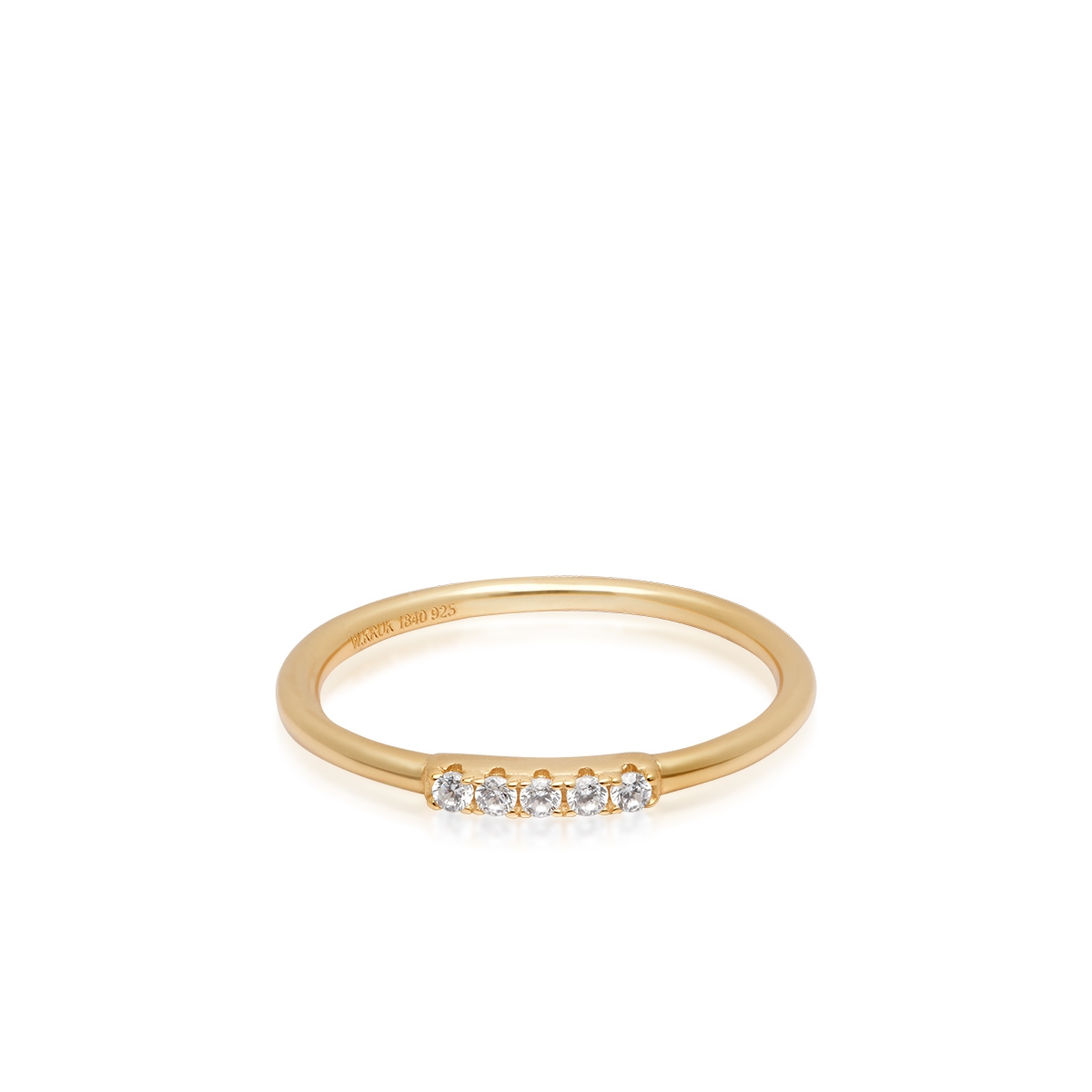 Pierścionek srebrny pozłacany z cyrkoniami