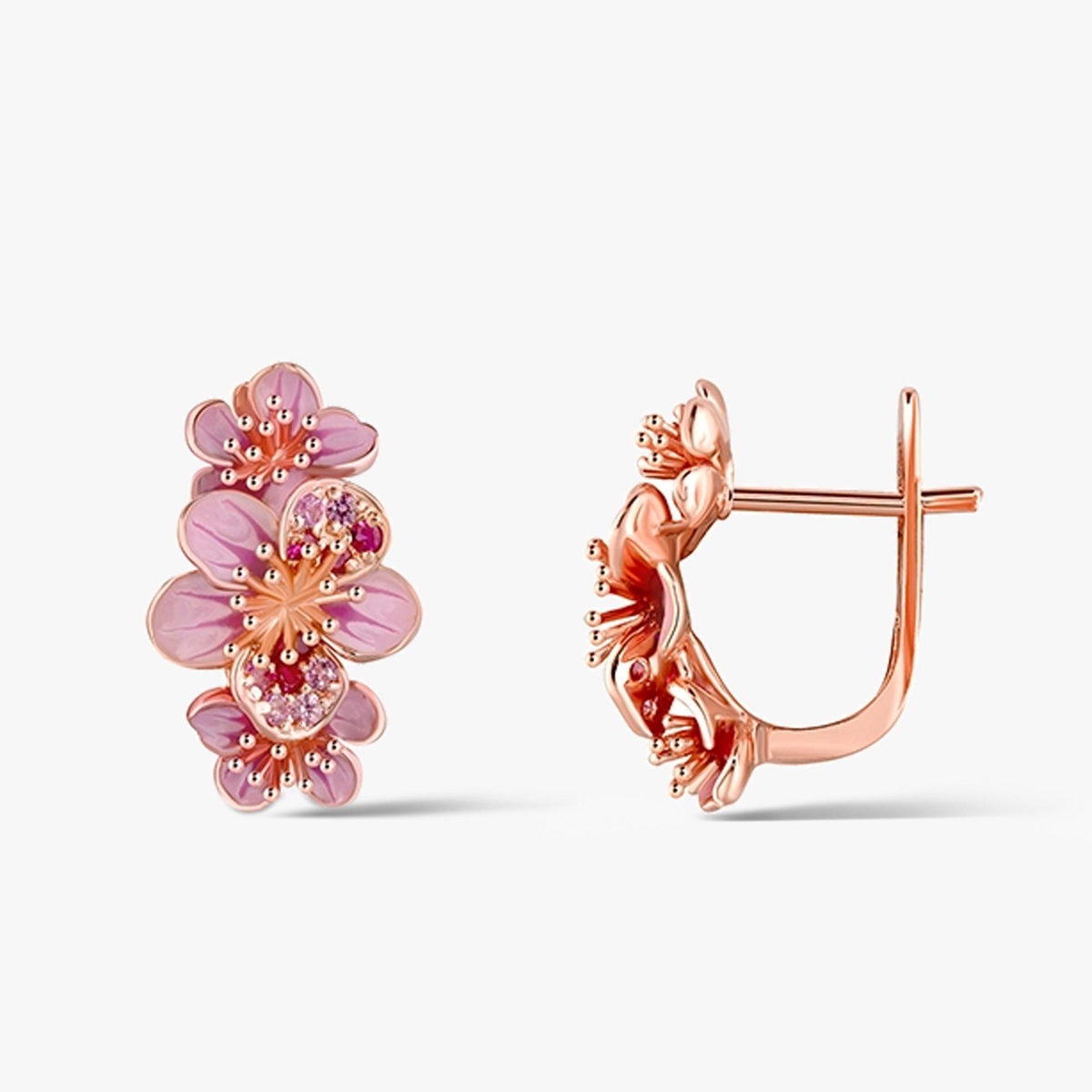 Kolczyki różowe złoto Kwiaty Nocy