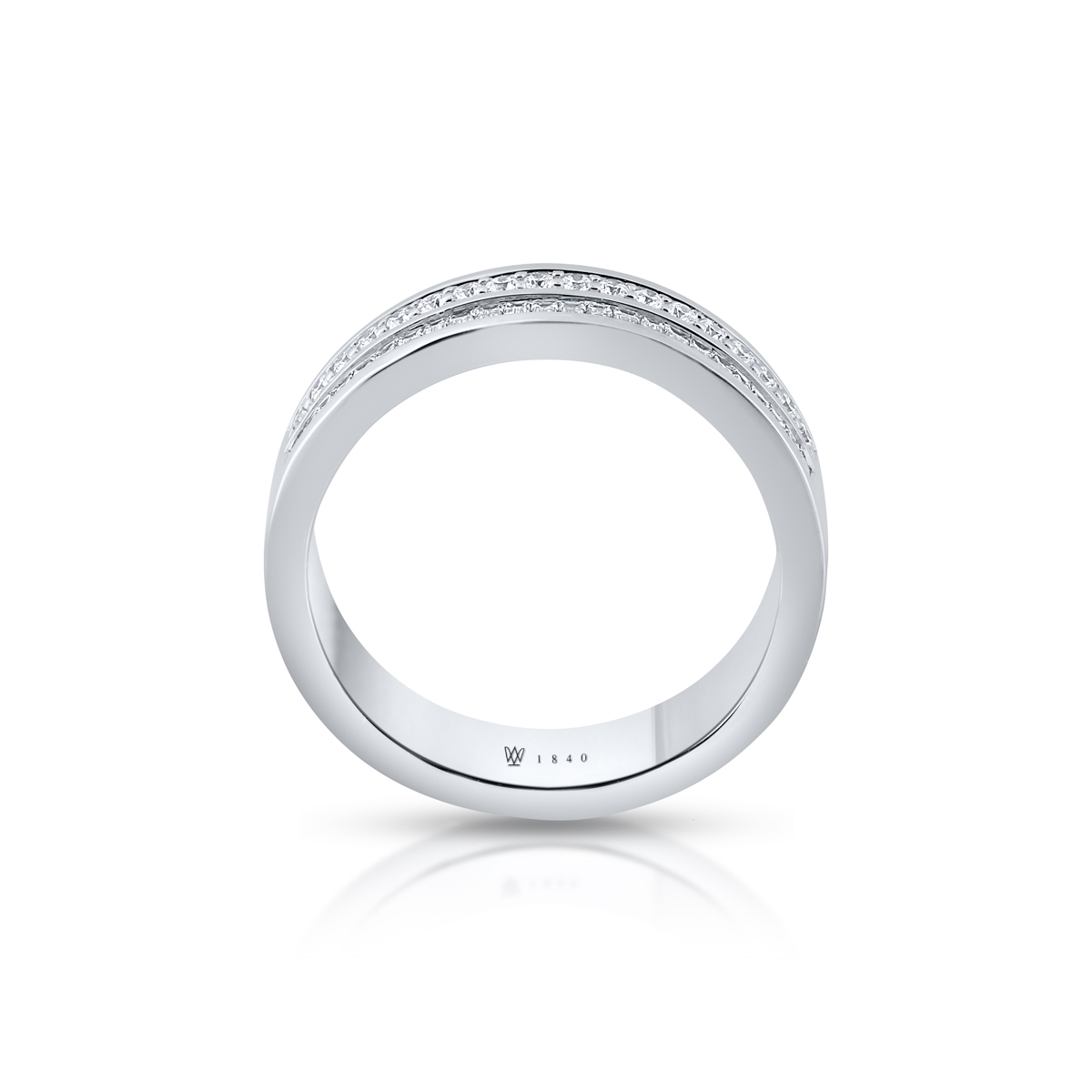 Pierścionek białe złoto z diamentami