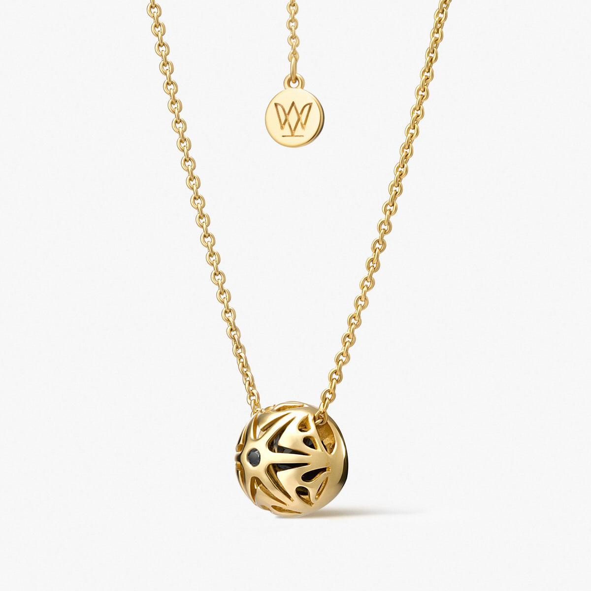 Naszyjnik srebrny z czarną cyrkonią i diamentem