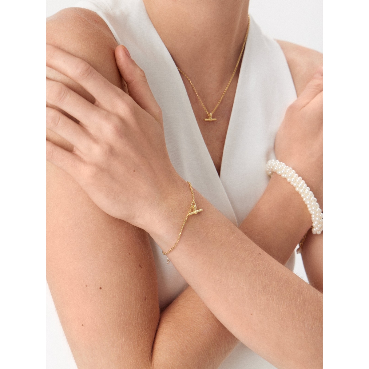 Naszyjnik srebrny pozłacany paper clip