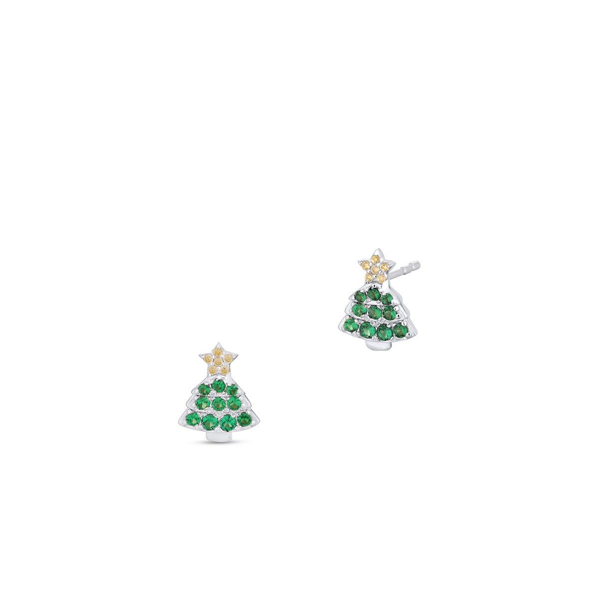 Kolczyki srebrne choinki z gwiazdką