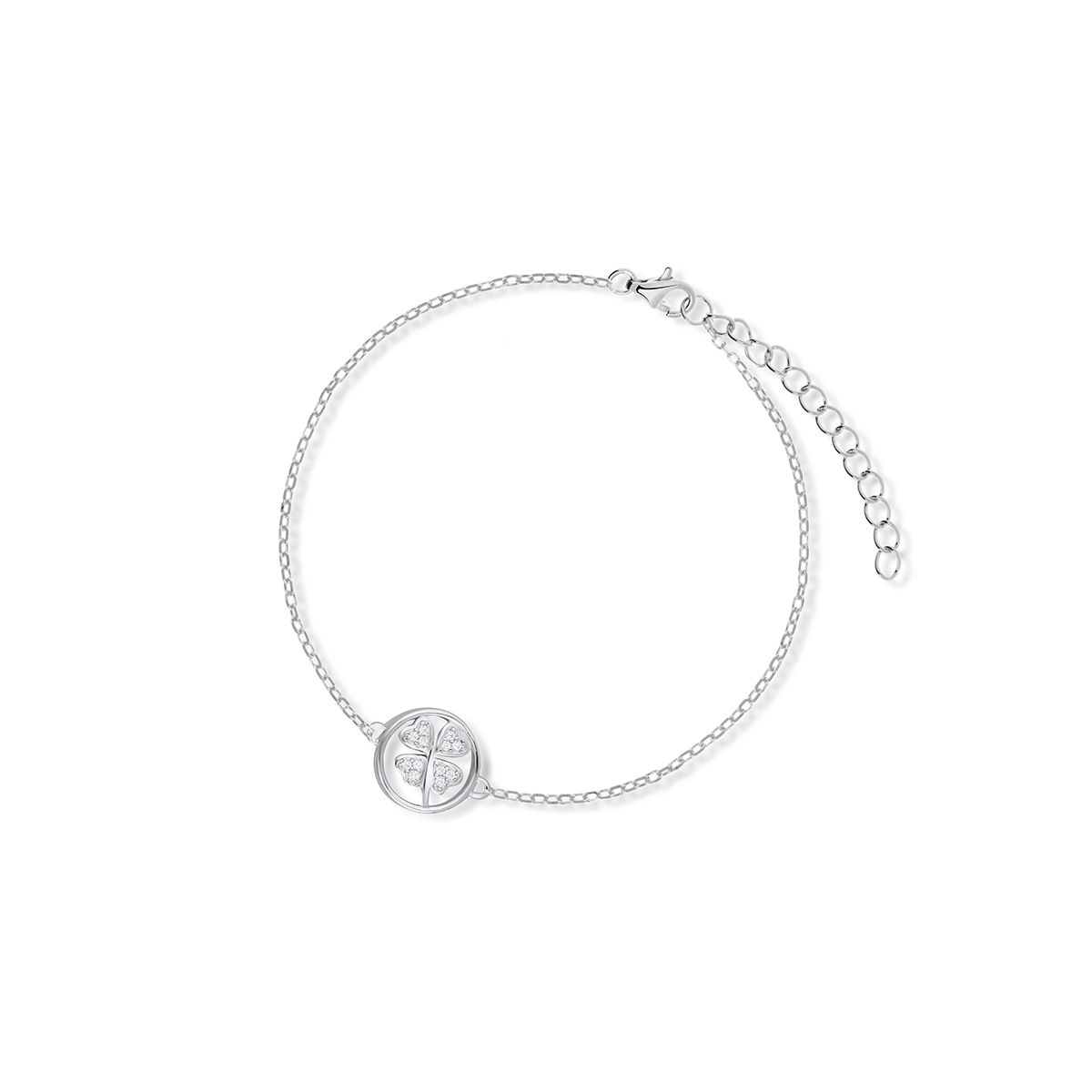 Bransoletka srebrna czterolistna koniczyna