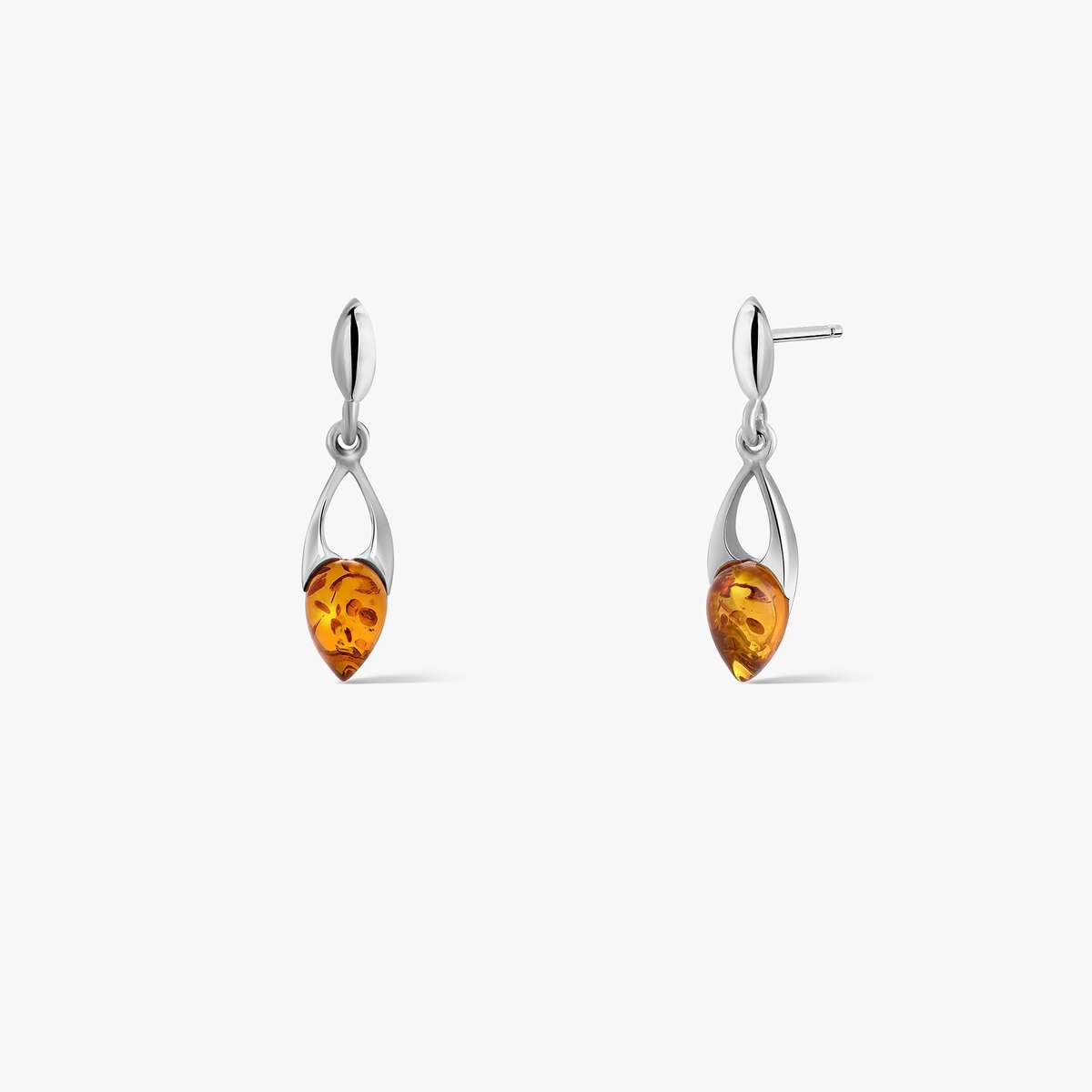 Kolczyki srebrne z bursztynem