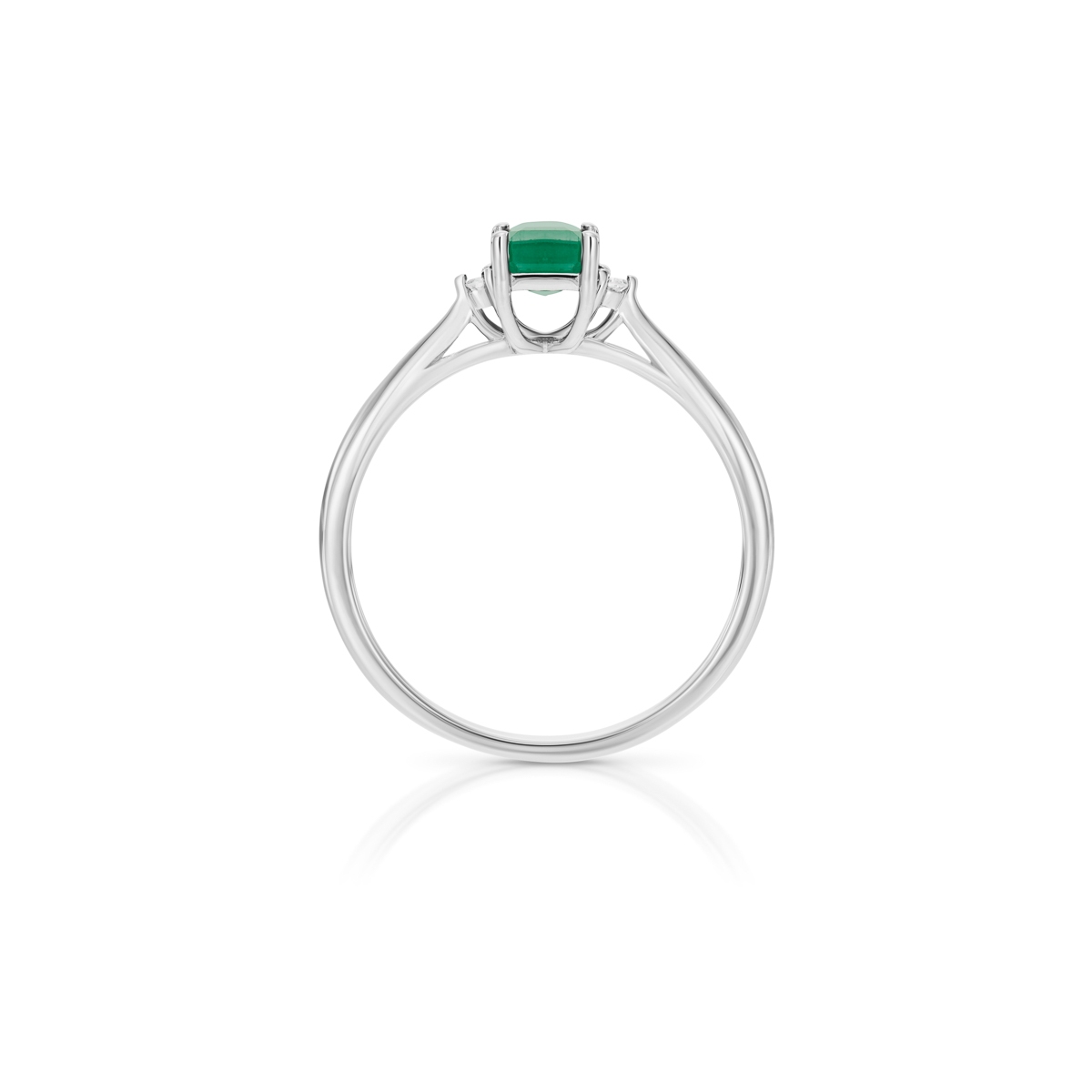 Pierścionek białe złoto ze szmaragdem i diamentami