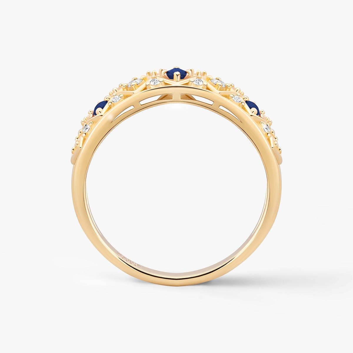 Pierścionek złoty z szafirami TRIO