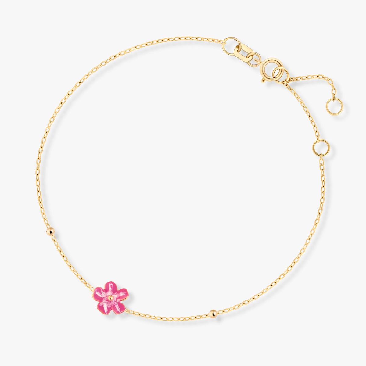 Bransoleta złota z różowym kwiatkiem