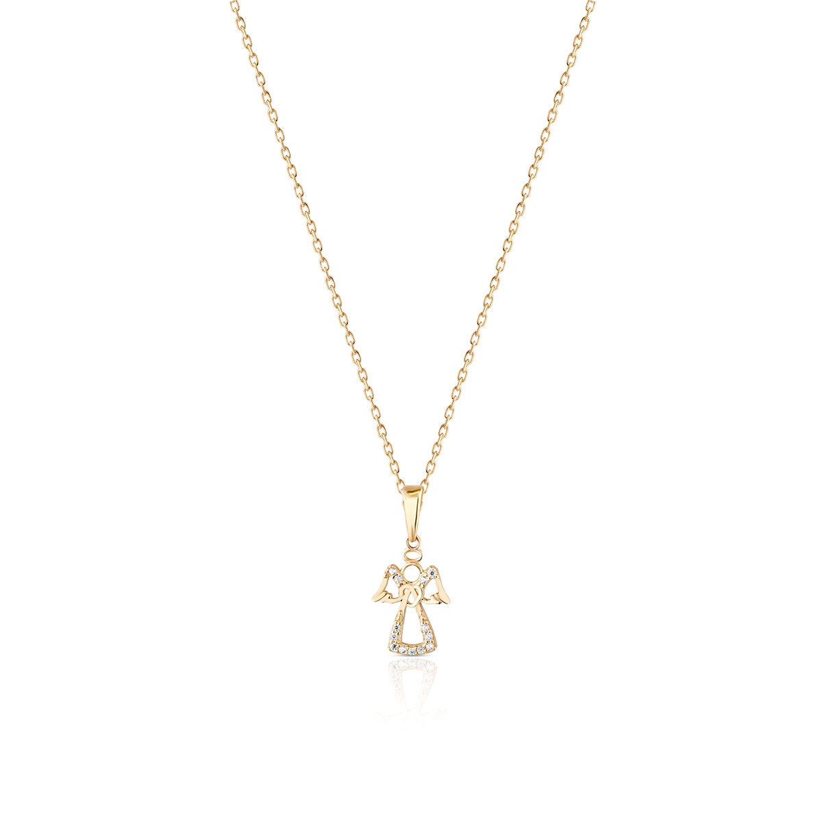 Wisiorek złoty aniołek z cyrkoniami