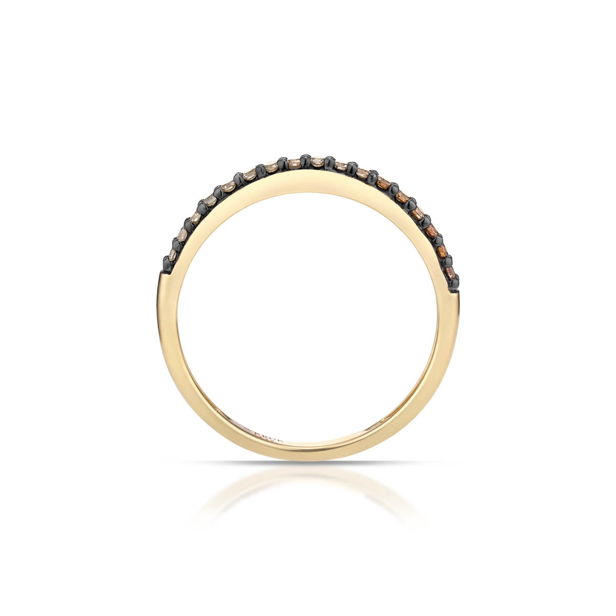 Pierścionek złoty z brązowymi diamentami Karmelowa