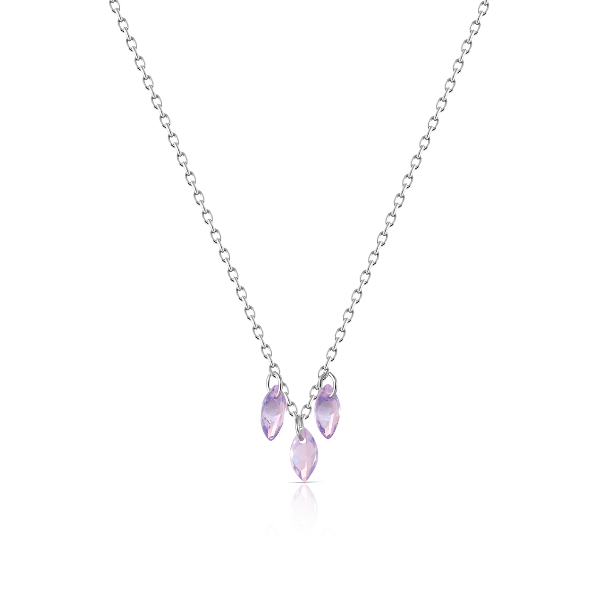 Naszyjnik srebrny z fioletowymi cyrkoniami