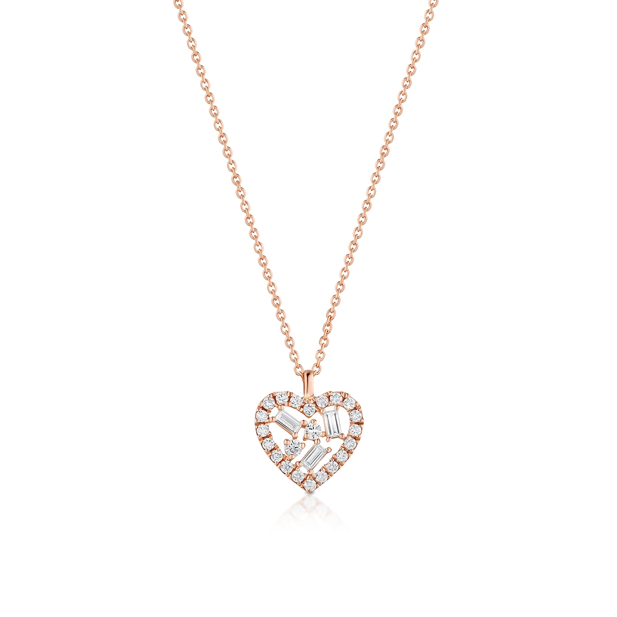Naszyjnik złoty serce z diamentami