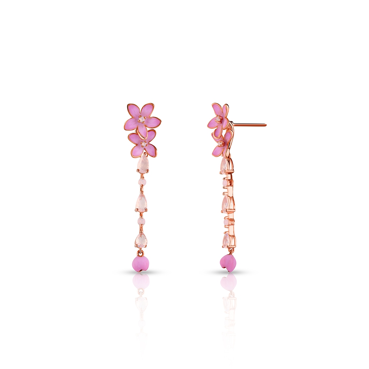 Kolczyki srebrne Kwiaty Nocy Różowy Bez