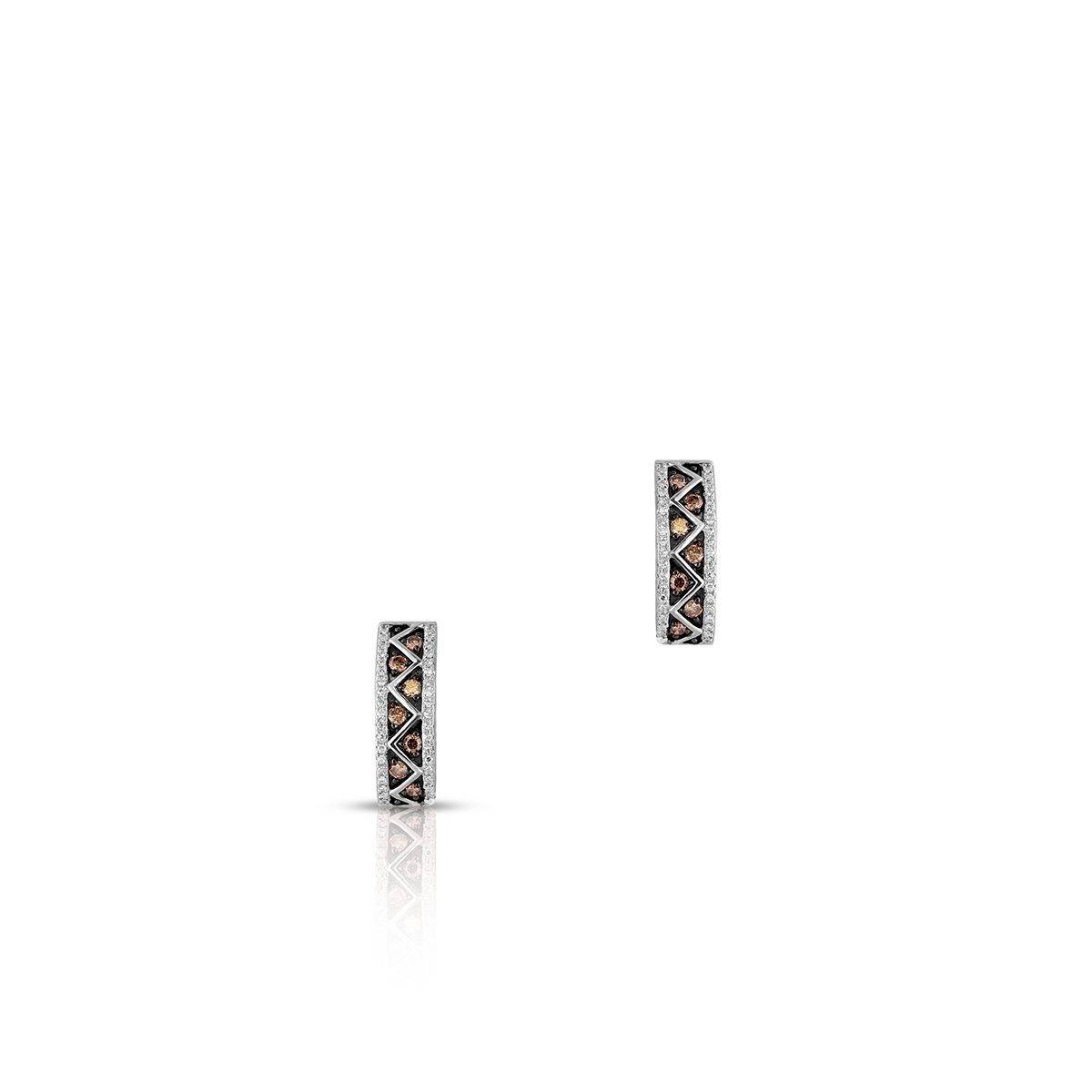 Kolczyki białe złoto z brązowymi brylantami