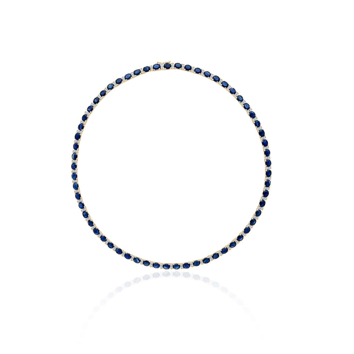 Naszyjnik złoty z szafirami i diamentami