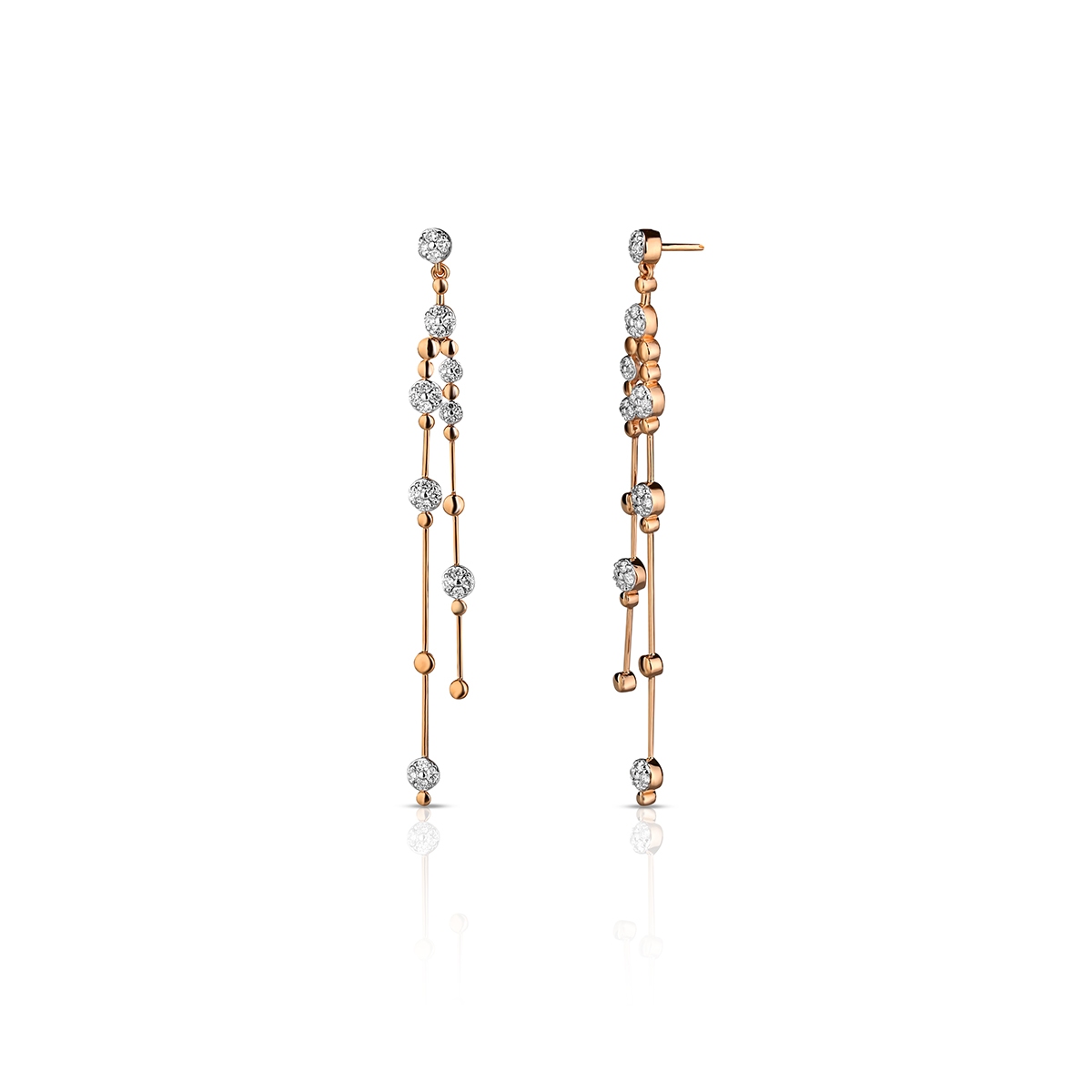 Kolczyki złote bicolor z diamentami