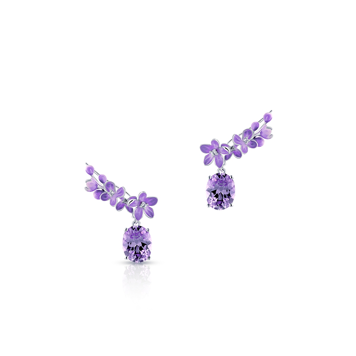 Kolczyki srebrne Kwiaty Nocy Fioletowy Bez