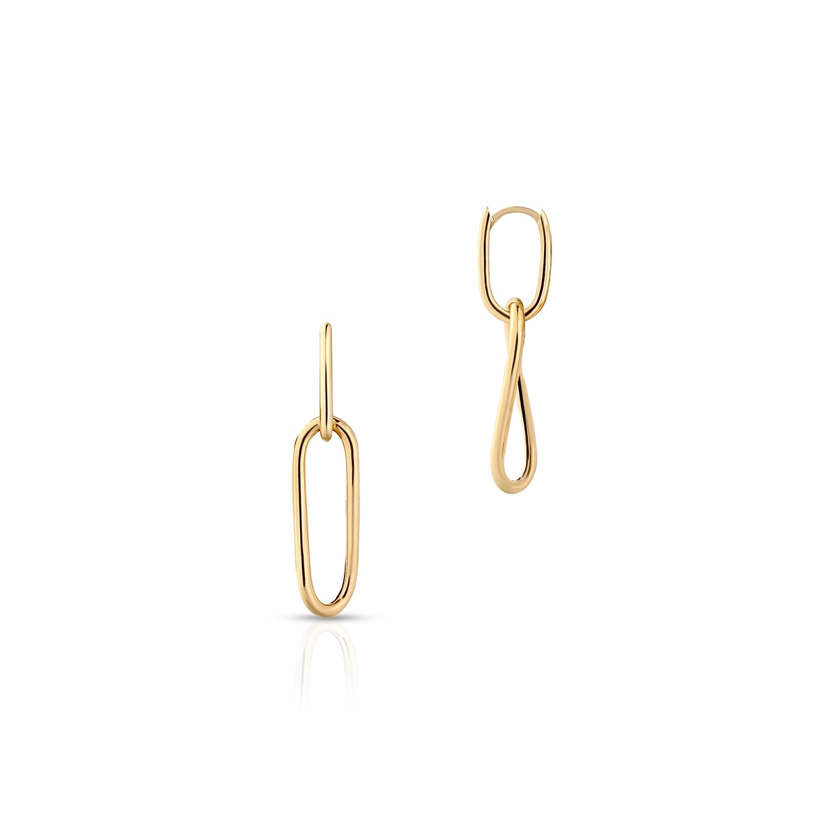 Kolczyki złote długie paper clip