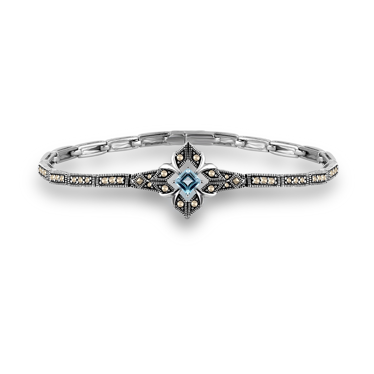 Bransoleta srebrna z markasytami