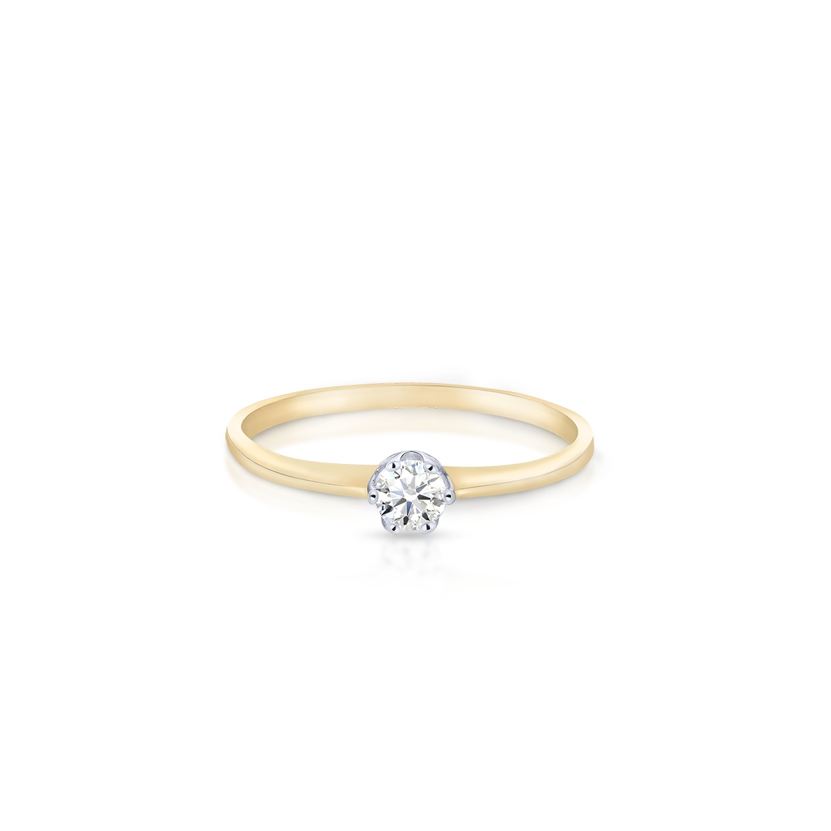 Pierścionek złoty bicolor z cyrkonią